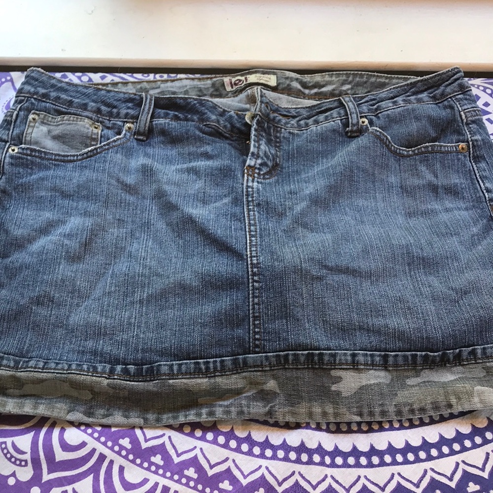 Denim and camo skort